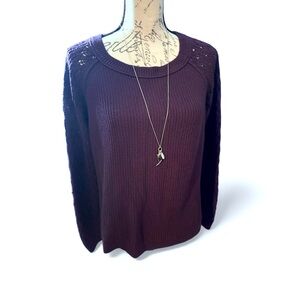 Loft Burgundy Sweater Size XL Button down back